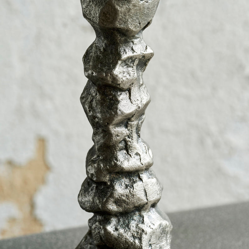 House Doctor Lysestage, Raku, Antik sølvfinish, 20x7cm.