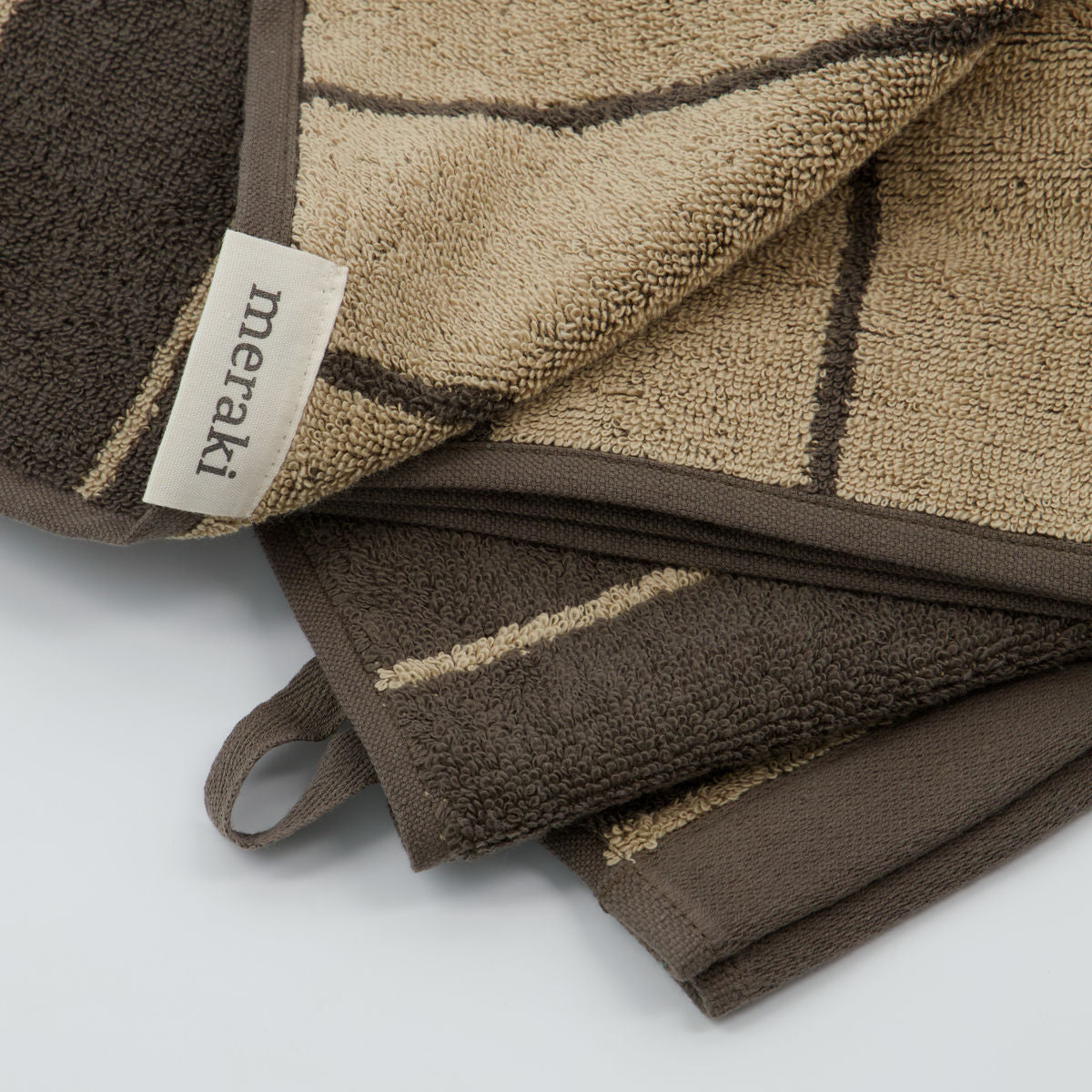 Meraki Håndklæde, Stripe, Army, 140x70 cm.